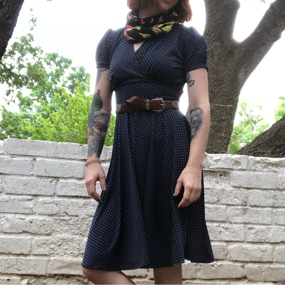 Navy Polka Dot Karina Dress